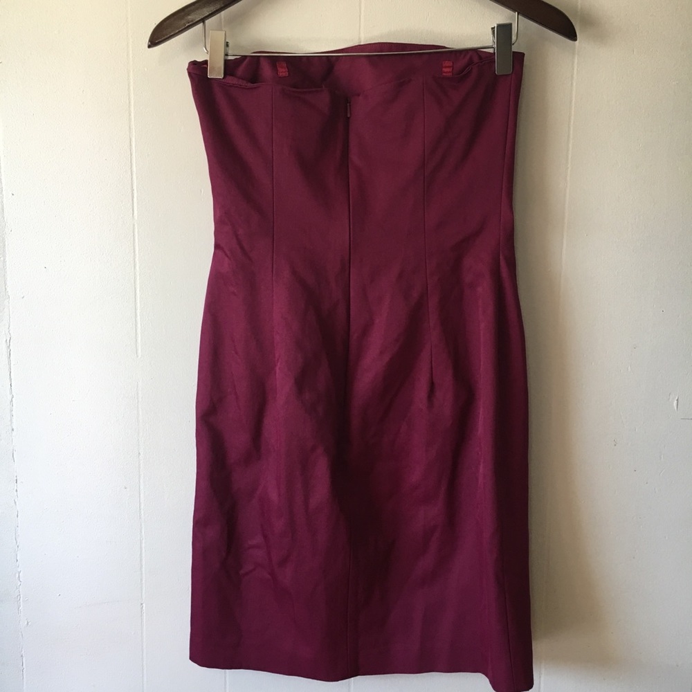 Simple Raspberry Strapless Formal Party Dress - image 3